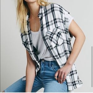 Free People Rails Britt Plaid Cutoff Button Down S